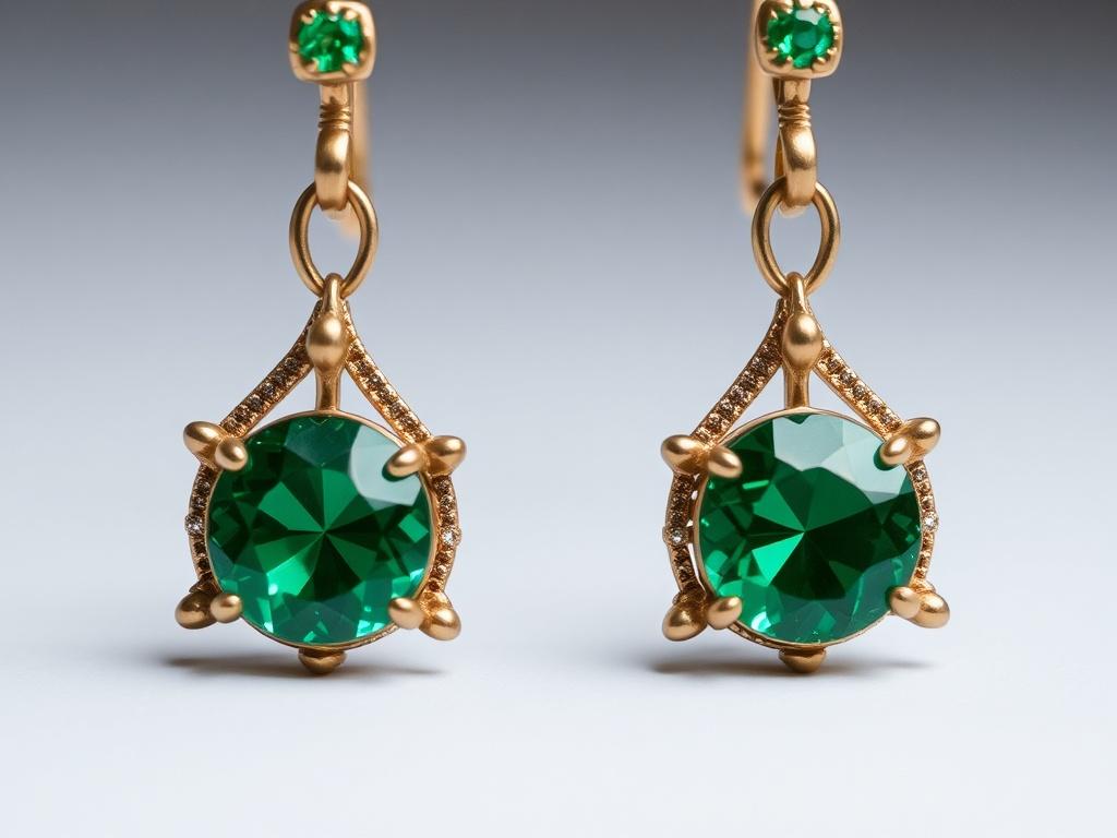 stone in earrings with emerald stone in earrings with emeraldфото