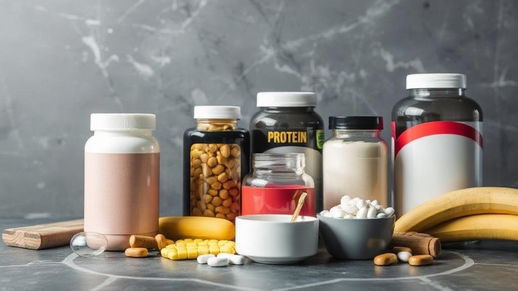 Protein and dietary supplements for building muscle mass.фото